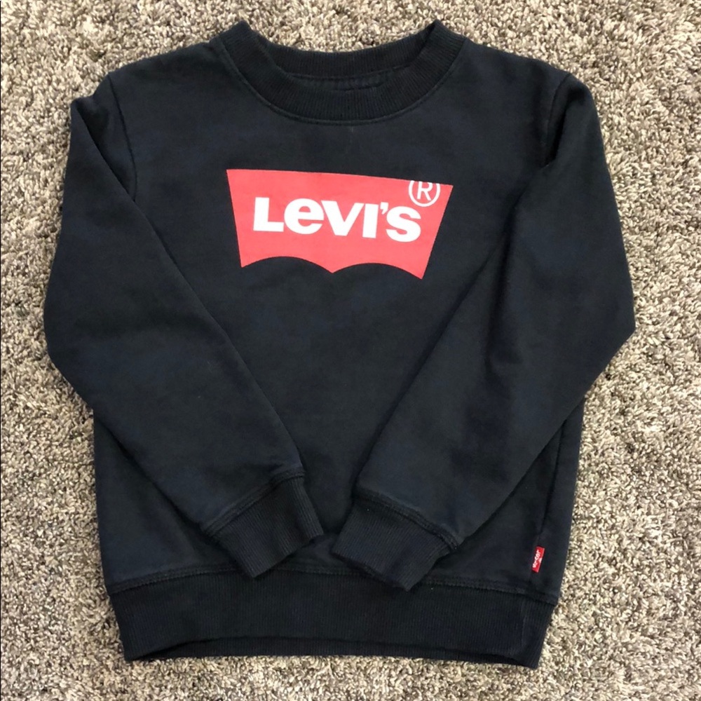 Levi's Kids Black Crew Neck Sweatshirt with Red Logo Size 3T